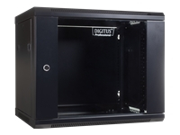 DIGITUS DN-WU19 09U/450/B DIGITUS Wall Mount Cabinet 19 09U 635/600/450mm, glass door, black, unmounted