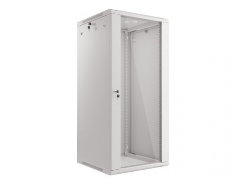 Lanberg wall-mounted installation rack cabinet 19'' 27U 600x600mm gray (glass door)