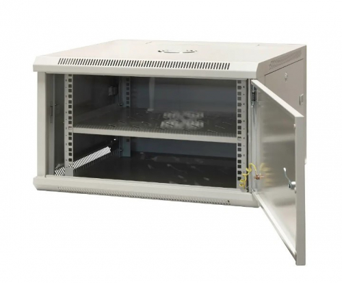 EMITERNET Single-wall hanging cabinet 19'' 6U, full sheet metal doors, 600×600×370mm width/depth/height. EM/AP6606-B