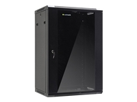 NETRACK 019-180-66-022 Netrack wall/hanging cabinet 19,18U/600 mm,glass door,black,remov. side pan.