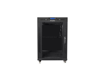 Lanberg Installation cabinet rack 19 15U 600x800 black, glass door lcd (flat pack)