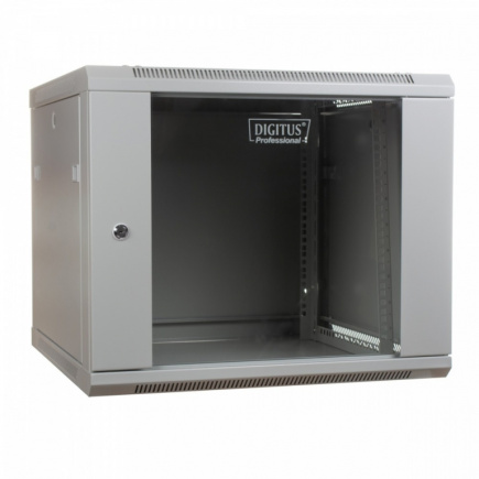 Digitus Wall mount cabinet 19 9U 501/600/450mm, glass door, grey (RAL 7035)
