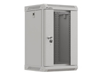 LANBERG Rack Cabinet 10 inch wall-mount 9U 300x300 with glass door grey flat pack