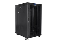LANBERG FF01-8022-12BL free-standing rack 19inch self-assembly flat pack 22U/800x1000mm black glass door LCD