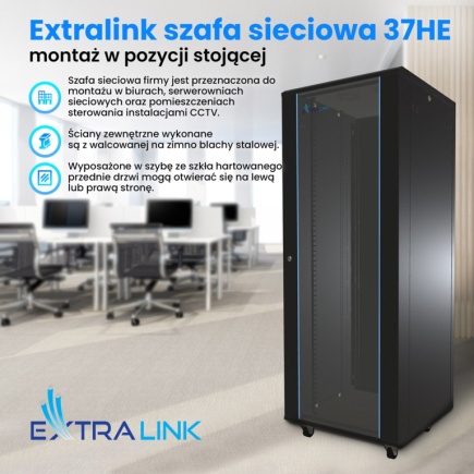 Extralink Rackmount cabinet 37U 600x1000 Must standing