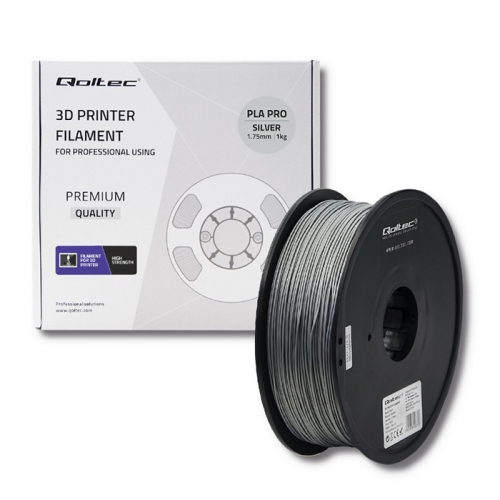 Qoltec Filament for 3D prit PLA PRO, 1.75m, Silver