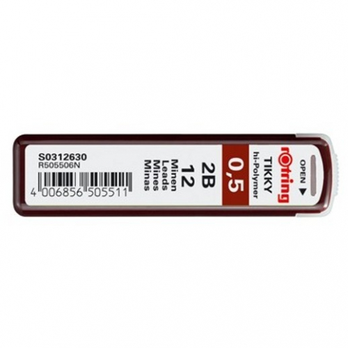 ROTRING Feinmine Dose Feinminen 12 Stück 0.5 2B