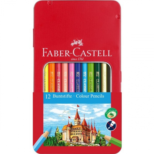 FABER-CASTELL Buntstift hexagonal 12er-Metalletui
