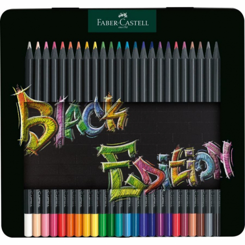 FABER-CASTELL Buntstifte Black Edition 24er Metalletui