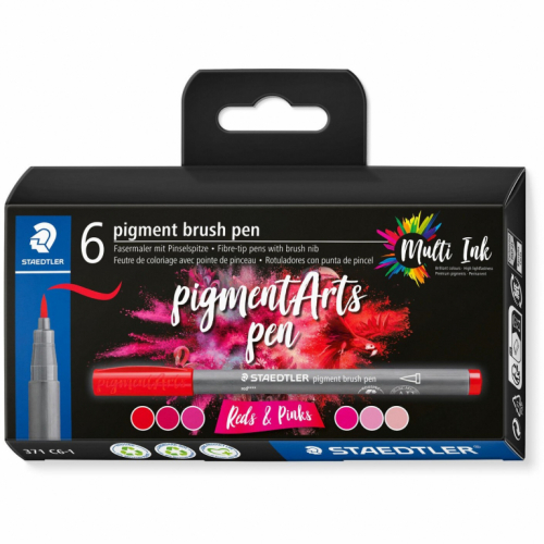 STAEDTLER MultiInk Pigment Arts brush pen 6er-Set reds&pinks retail