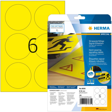 HERMA Signal-Schilder A4 85 mm gelb Folie 150 St.