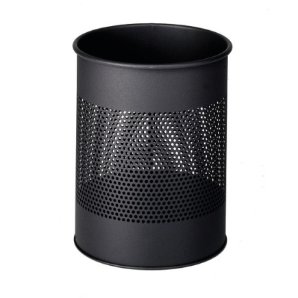 DURABLE Papierkorb Metall rund 15L Perforation 165mm schwarz