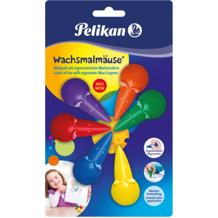Pelikan Wachsmalmäuse farbig sortiert 6er Blister