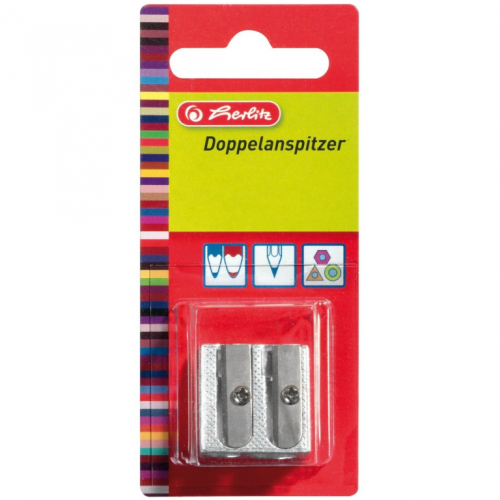 Herlitz Doppelanspitzer Metall Keilform 2 Durchmesser Blister