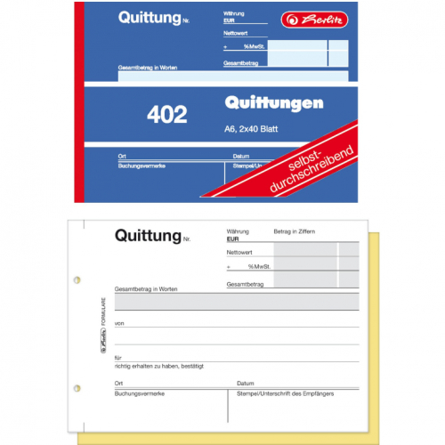 Herlitz Quittungsblock 2x40 Bl. A6 selbstdurchschreibend