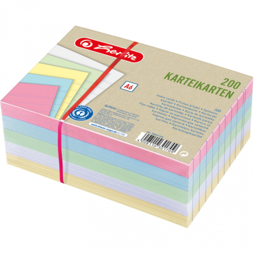Herlitz Karteikarte A6 liniert 4 Farb.+weiß Bl. Engel 200er