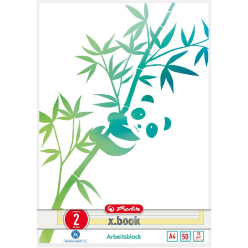 Herlitz Arbeitsblock A4 GREENline 50 Bl. Lineatur 02 Panda