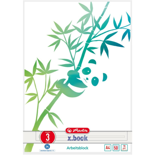 Herlitz Arbeitsblock A4 GREENline 50 Bl. Lineatur 03 Panda