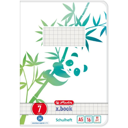 Herlitz Schulheft A5 GREENline 16 Bl. Lineatur 07 Panda