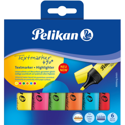 Pelikan Textmarker 490/6 Sort. 6 ST im Karton-Etui