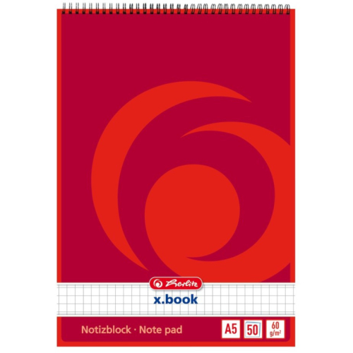 Herlitz Spiralnotizblock A5 50 Blatt kariert