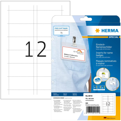 HERMA Namens-Einsteckschild. A4 75x40 mm weiß Karton 300 St.