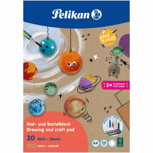 Pelikan Zeichen-und Bastelblock A4.120g/m .20 Blatt.Nat. FSC