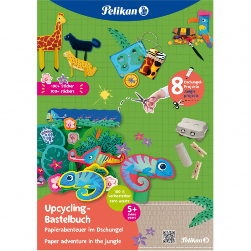 Pelikan Upcycling Bastelbuch mit Sticker. Dschungel A4