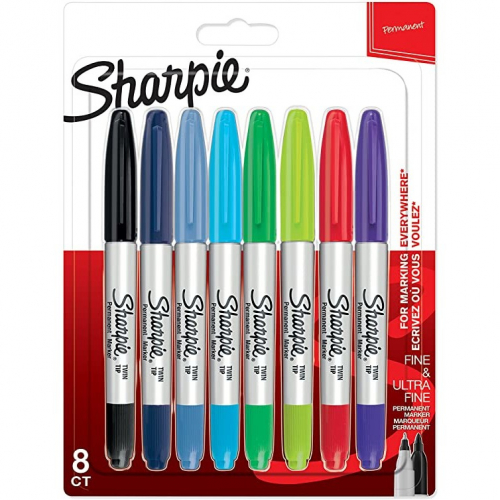 Sharpie Permanentmarker Twin Tip verschied.Farben 8er Blister