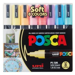 POSCA Marker UNI PC-5M 8er Etui Pastell