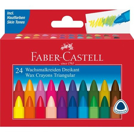 FABER-CASTELL Wachsmalstifte dreikant 24-er Kartonetui