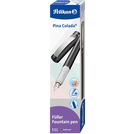 Pelikan Füller Pina Colada anthrazit metallic 1+1 TP/FS blau Faltschachtel