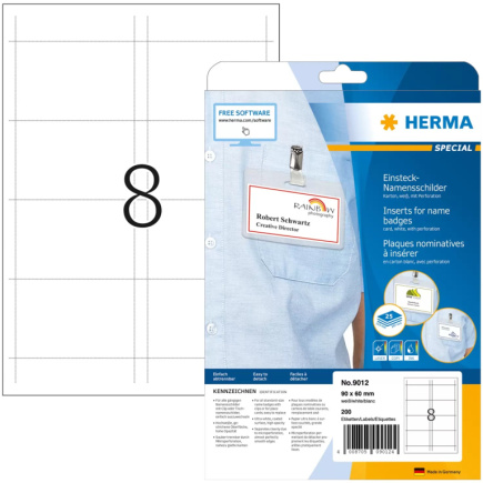 HERMA Namens-Einsteckschild. A4 90x60 mm weiß Karton 200 St.