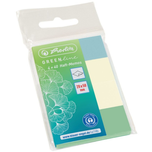 Herlitz PostIt s 20x50mm 4x40Bl. GREENline farblich sortier