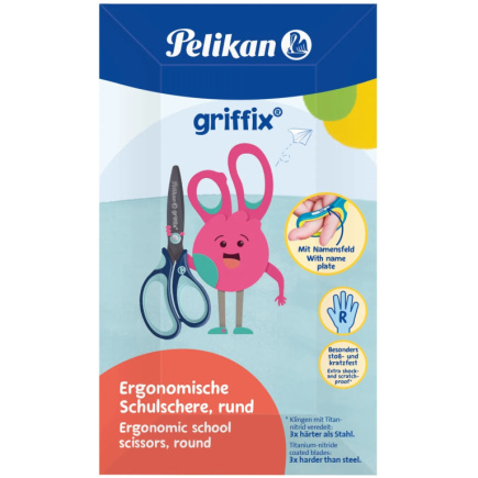 Pelikan griffix Schulschere Rechtshänder Rund 14cm Blau