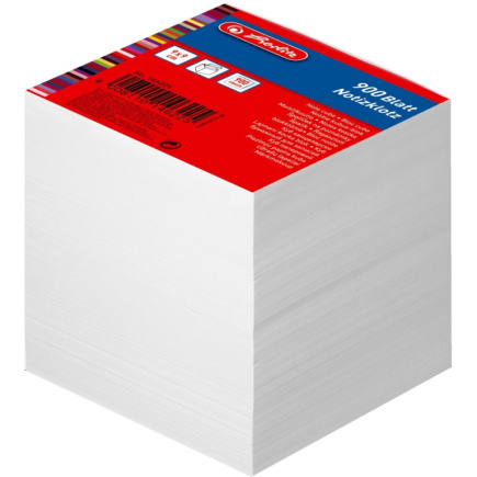 Herlitz Notizklotz 9x9x9cm 900Bl. weiß geleimt