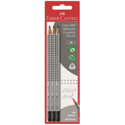 FABER-CASTELL Bleistift Grip 2001 mit G-tip HB 3x BK