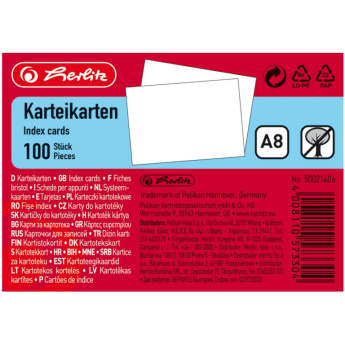 Herlitz Karteikarte A8 blanko ws hf eingeschweißt mit Aufrei