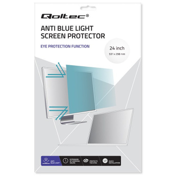 Qoltec Blue Light Filter 24'' | 16:9 | Eye Care | Anti Glare | Matte | per monitor