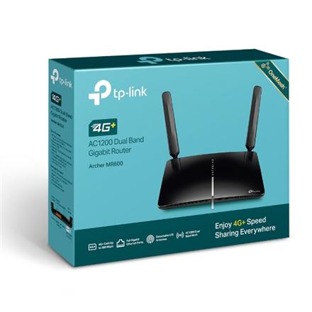 4G+ LTE Router | Archer MR600 | 802.11ac | 300+867 Mbit/s | 10/100/1000 Mbit/s | Ethernet LAN (RJ-45) ports 3 | Mesh Support No | MU-MiMO No | 4G | Antenna type 2xDetachable