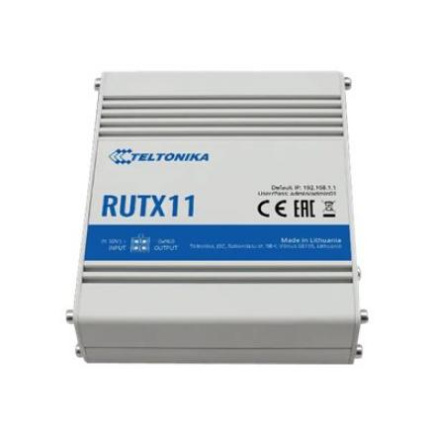 Industrial Router 4G LTE Cat6 DualSIM | RUTX11 | 802.11ac | 867 Mbit/s | 10/100/1000 Mbit/s | Ethernet LAN (RJ-45) ports 4 | Mesh Support No | MU-MiMO Yes | 4G | Antenna type 2xSMA for LTE, 2xRP-SMA for WiFi, 1xRP-SMA for Bluetooth, 1xSMA for GNSS | 1 |
