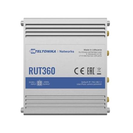 Teltonika Industrial Cellular Router RUT360 LTE CAT6 	1 x LAN ports, 10/100 Mbps, compliance with IEEE 802.3, IEEE 802.3u standards, supports auto MDI/MDIX crossover Mbit/s Ethernet LAN (RJ-45) ports 2 x RJ45 ports, 10/100 Mbps Mesh Support No MU-MiMO