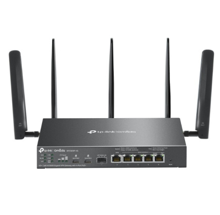 TP-LINK Omada 4G+ Cat6 AX3000 Gigabit VPN Gate with 4-Port PoE+PORT: 1× Gigabit SFP WAN/LAN Port, 1× Gigabit RJ45 WAN Port, 4× Gigabit WAN/LAN