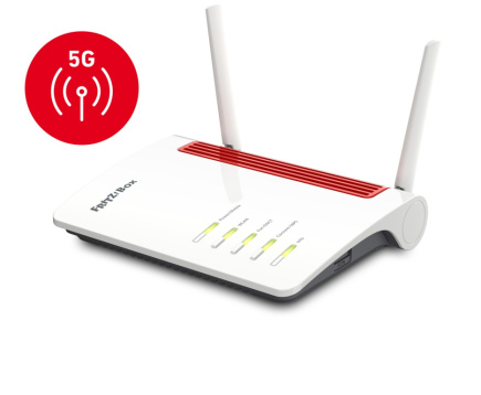 FRITZ!Box 6850 5G wireless router Gigabit Ethernet Dual-band (2.4 GHz / 5 GHz) Must, Red, Valge