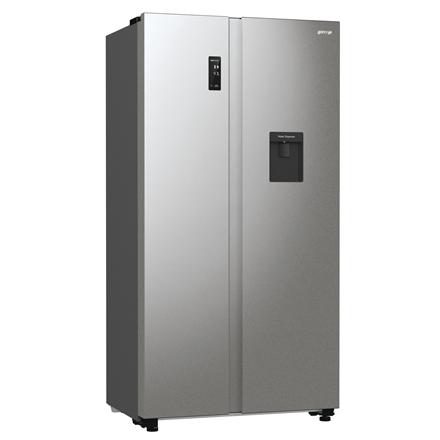 Gorenje Refrigerator | NRR9185EAXLWD | Energy efficiency class E | Free standing | Side by side | Height 178.6 cm | No Frost system | Fridge net capacity 355 L | Freezer net capacity 192 L | Display | 38 dB | Grey