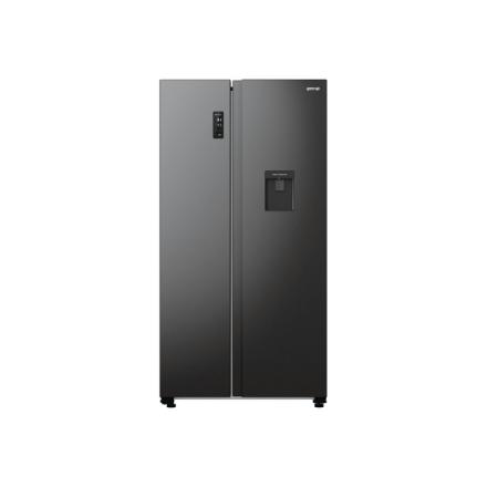 Gorenje Refrigerator | NRR9185EABXLWD | Energy efficiency class E | Free standing | Side by side | Height 178.6 cm | No Frost system | Fridge net capacity 355 L | Freezer net capacity 192 L | Display | 38 dB | Black