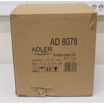 Taastatud. Adler AD 8078 Portable cooler 28 L | Adler | Portable cooler | AD 8078 | Energy efficiency class F | Chest | Free standing | Height 43.5 cm | Total net capacity 28 L | Grey | DAMAGED PACKAGING, SCRATCHES ON BACK