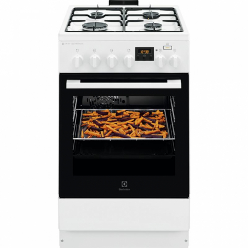 Electrolux 600 Seeria SteamBake, 58 L, laius 50 cm, valge - Gaasipliit elektriahjuga / LKK560232W