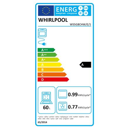 Whirlpool Cooker | WS5G8CHW/E/1 | Hob type Gas | Oven type Electric | White | Width 50 cm | LED | Depth 60 cm | 60 L