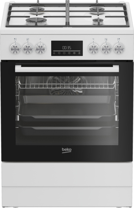 BEKO Cooker FBM62330GWDTN, Width 60 cm, A, Gas/Electric, LED screen